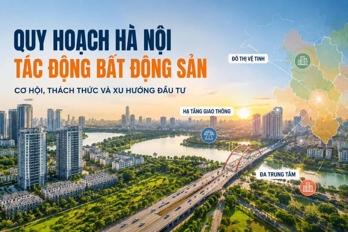 Phân tích tác động của quy hoạch Hà Nội đến thị trường bất động sản, những khu vực hưởng lợi từ hạ tầng, đô thị vệ tinh và xu hướng đầu tư trong dài hạn.